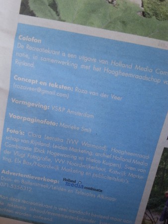 Toch vind ik het kicken, mijn naam in de colofon